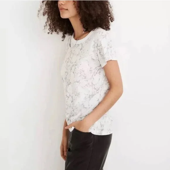 NWT MADEWELL Women's White Marble Perfect Vintage T-shirt Sz Small - Picture 3 of 7
